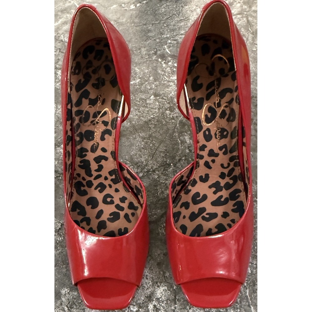 Jessica Simpson Red Patent Peep-Toe High Heels - Picture 2 of 10